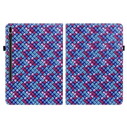 For Samsung Galaxy Tab S8+ / Tab S7+ Color Weave Texture Flip Leather Tablet Case with Holder(Blue) by buy2fix