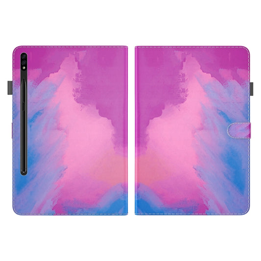 For Samsung Galaxy Tab S9+ Watercolor Pattern Flip Leather Tablet Case(Purple Red) by buy2fix