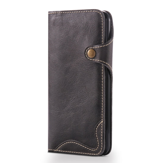For iPhone 7 Plus / 8 Plus Denior Oil Wax Cowhide Magnetic Button Horizontal Flip Leather Case with Card Slots & Wallet(Black) - More iPhone Cases by Denior | Online Shopping UK | buy2fix