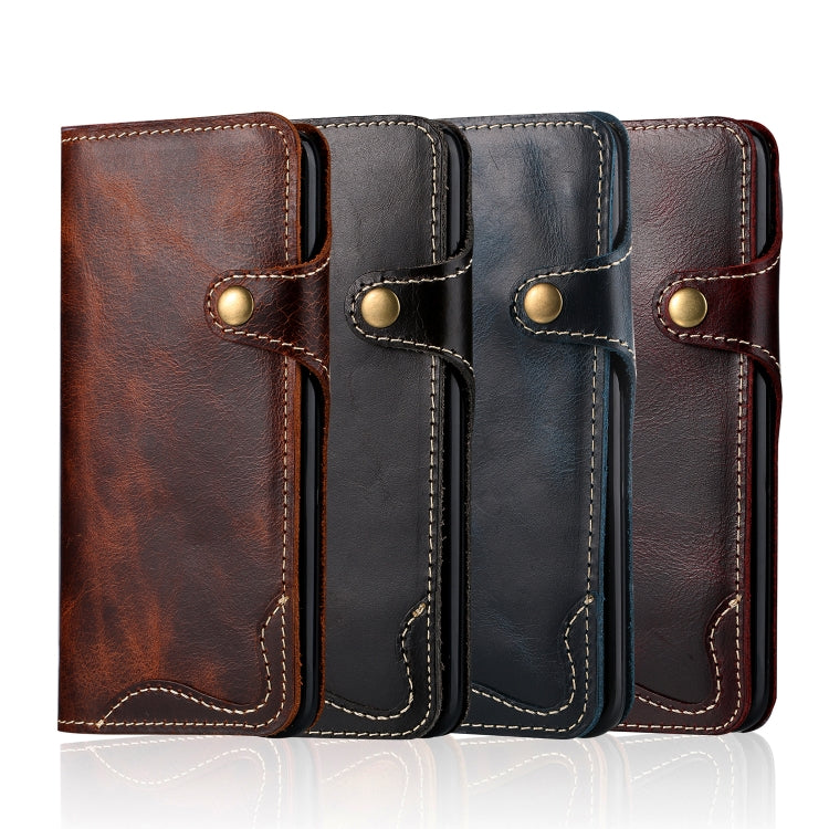 For Galaxy S8 Denior Oil Wax Cowhide Magnetic Button Horizontal Flip Leather Case with Card Slots & Wallet(Brown) - Galaxy Phone Cases by Denior | Online Shopping UK | buy2fix