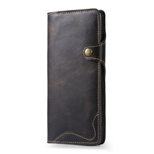 For Galaxy S9 Plus Denior Oil Wax Cowhide Magnetic Button Horizontal Flip Leather Case with Card Slots & Wallet(Black) - Galaxy Phone Cases by Denior | Online Shopping UK | buy2fix