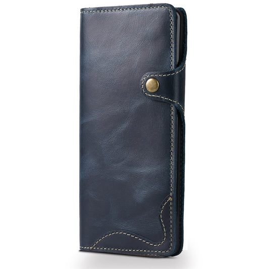 For Galaxy Note 8 Denior Oil Wax Cowhide Magnetic Button Horizontal Flip Leather Case with Card Slots & Wallet(Dark Blue) - Galaxy Phone Cases by Denior | Online Shopping UK | buy2fix