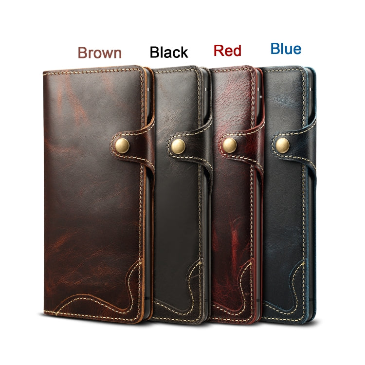 For Galaxy Note9 Denior Oil Wax Cowhide Magnetic Button Horizontal Flip Leather Case with Card Slots & Wallet(Black) - Galaxy Phone Cases by Denior | Online Shopping UK | buy2fix