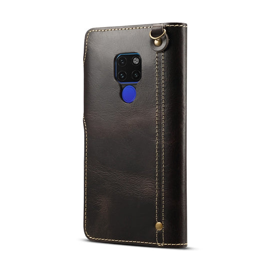 For Huawei Mate 20 Denior Oil Wax Cowhide Magnetic Button Horizontal Flip Leather Case with Card Slots & Wallet(Black) - Huawei Cases by Denior | Online Shopping UK | buy2fix