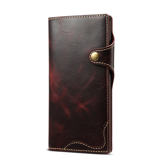For Galaxy Note 10 Denior Oil Wax Cowhide Magnetic Button Horizontal Flip Leather Case with Card Slots & Wallet(Dark Red) - Galaxy Phone Cases by Denior | Online Shopping UK | buy2fix