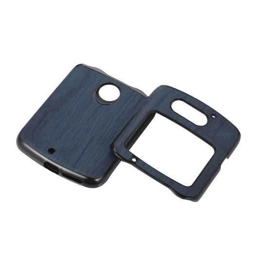 For Motorola Moto Razr 5G Wood Texture PU Phone Case(Blue) by buy2fix