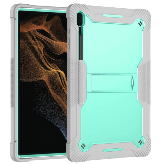 For Samsung Galaxy Tab S9 Ultra / S8 Ultra Silicone + PC Shockproof Protective Tablet Case(Grey + Green) by buy2fix