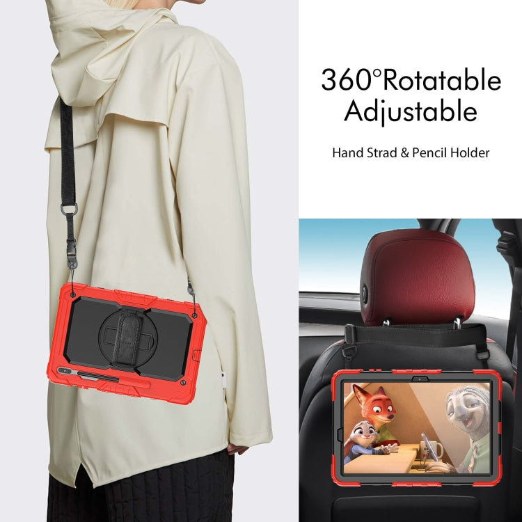 For Samsung Galaxy Tab S8+ 12.4 inch SM-X800 Silicone + PC Tablet Case with Shoulder Strap(Red+Black) by buy2fix
