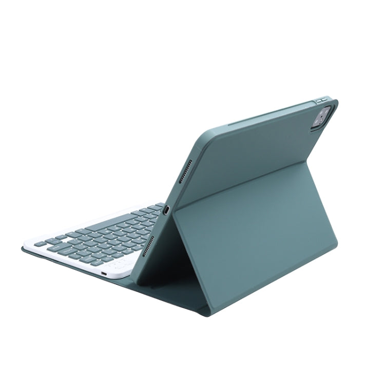 C-098B Candy Color Skin Feel Texture Bluetooth Keyboard Leather Case with Pen Holder For iPad Air 11 2024 / 2025 / Air 4 10.9 2020 / Air 5 10.9 2022 (Dark Green) by buy2fix