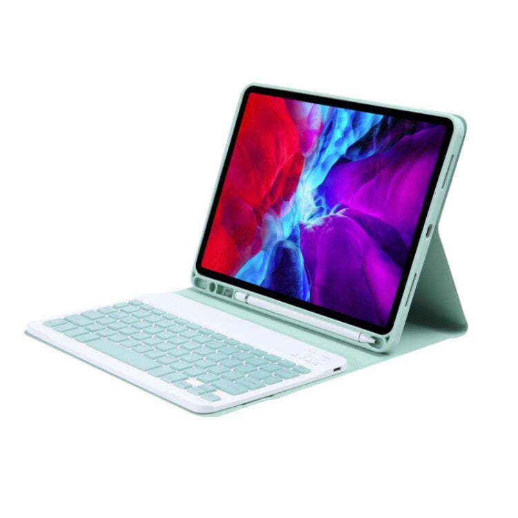 C-098B Candy Color Skin Feel Texture Bluetooth Keyboard Leather Case with Pen Holder For iPad Air 11 2024 / 2025 / Air 4 10.9 2020 / Air 5 10.9 2022 (Light Green) by buy2fix