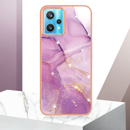 For Realme 9 Pro+ Electroplating Marble Pattern Dual-side IMD TPU Phone Case(Purple 001) by buy2fix