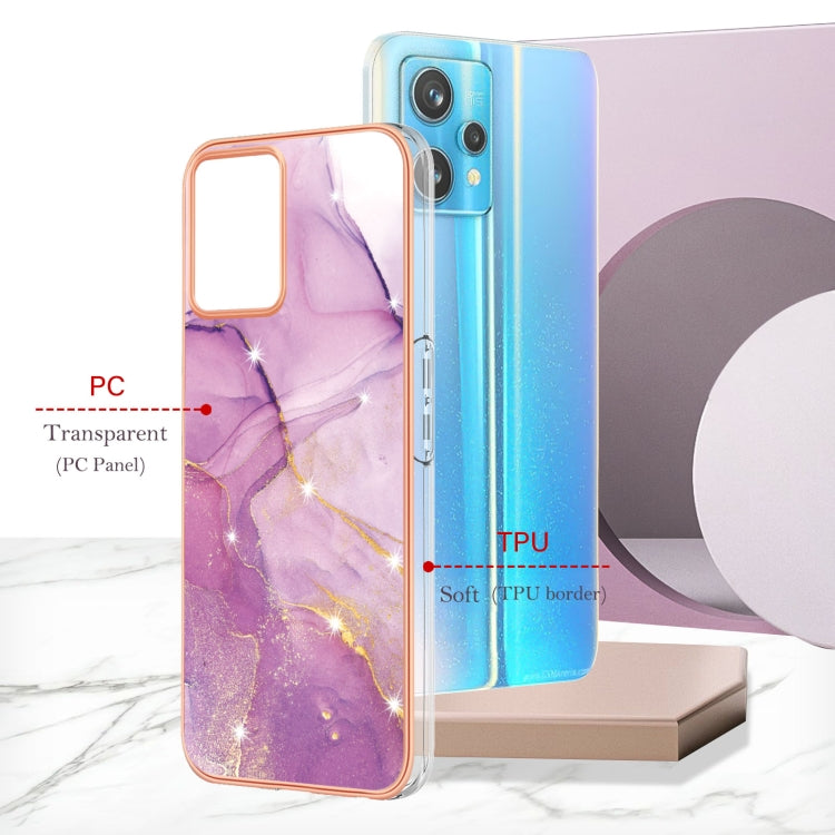 For Realme 9 Pro+ Electroplating Marble Pattern Dual-side IMD TPU Phone Case(Purple 001) by buy2fix
