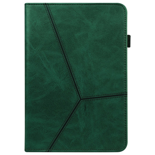 For Huawei MediaPad M5 Lite 10.1 Solid Color Embossed Striped Leather Case(Green) by buy2fix