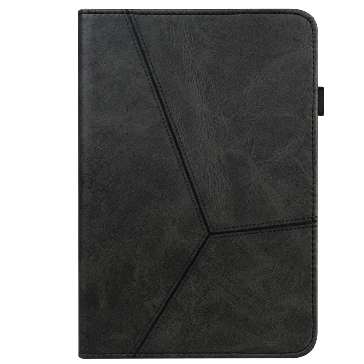For Samsung Galaxy Tab S7 T870/T875/T876B Solid Color Embossed Striped Leather Tablet Case(Black) - Galaxy Tab S7 by buy2fix | Online Shopping UK | buy2fix