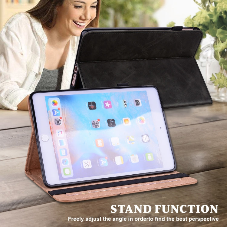 For Samsung Galaxy Tab S7 T870/T875/T876B Solid Color Embossed Striped Leather Tablet Case(Black) - Galaxy Tab S7 by buy2fix | Online Shopping UK | buy2fix