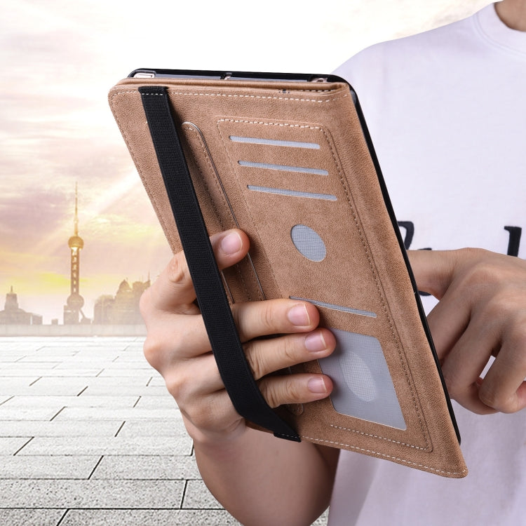 For Samsung Galaxy Tab S7+ T970 / S7 FE T730 Solid Color Embossed Striped Leather Tablet Case(Black) - Tab S7+ T970 / T976B by buy2fix | Online Shopping UK | buy2fix