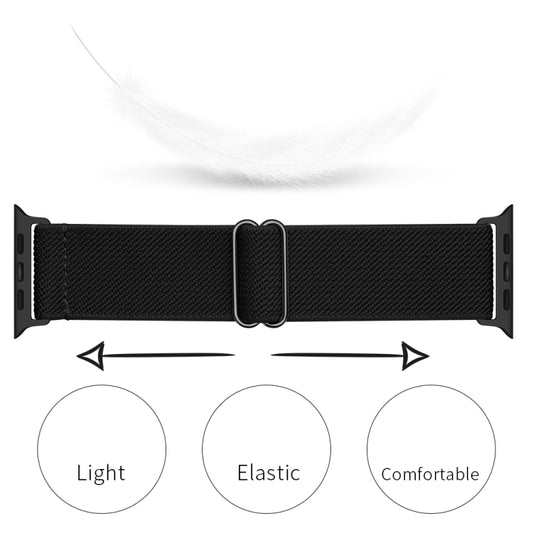 Polyester Nylon Watch Band For Apple Watch Ultra 49mm&Watch Ultra 2 49mm / Series 9&8&7 45mm / SE 3&SE 2&6&SE&5&4 44mm / 3&2&1 42mm(Black) by buy2fix