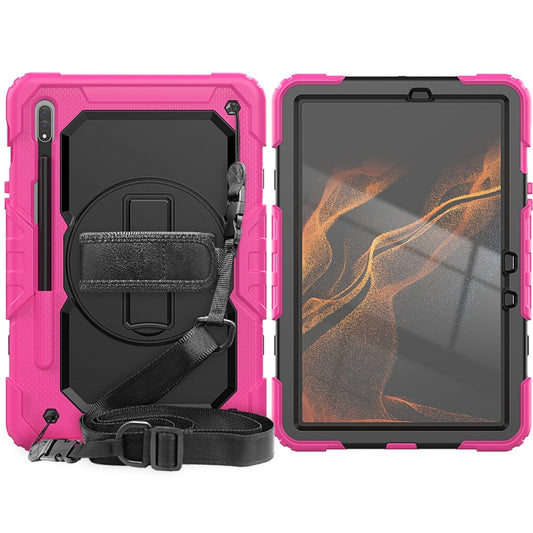 For Samsung Galaxy Tab S8 11 inch SM-X700 Silicone + PC Tablet Case(Rose Red+Black) by buy2fix