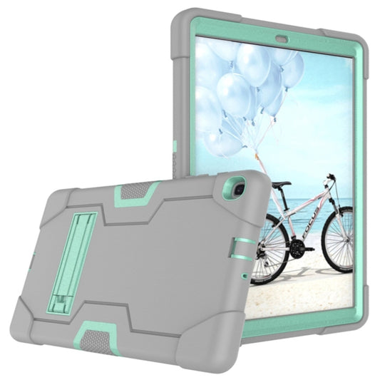 For Galaxy Tab A 10.1 (2019) T510 Contrast Color Silicone + PC Combination Case with Holder(Grey + Aqua) - Tab A 10.1 (2019) T510 / T515 by buy2fix | Online Shopping UK | buy2fix
