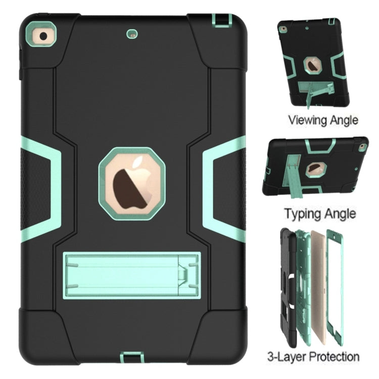 For iPad 10.2 Contrast Color Silicone + PC Combination Case with Holder(Black + Aqua) - iPad 10.2 Cases by buy2fix | Online Shopping UK | buy2fix