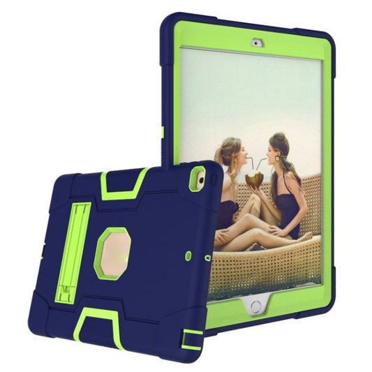 For iPad 10.2 Contrast Color Silicone + PC Combination Case with Holder(Navy Blue +Olivine) - iPad 10.2 Cases by buy2fix | Online Shopping UK | buy2fix