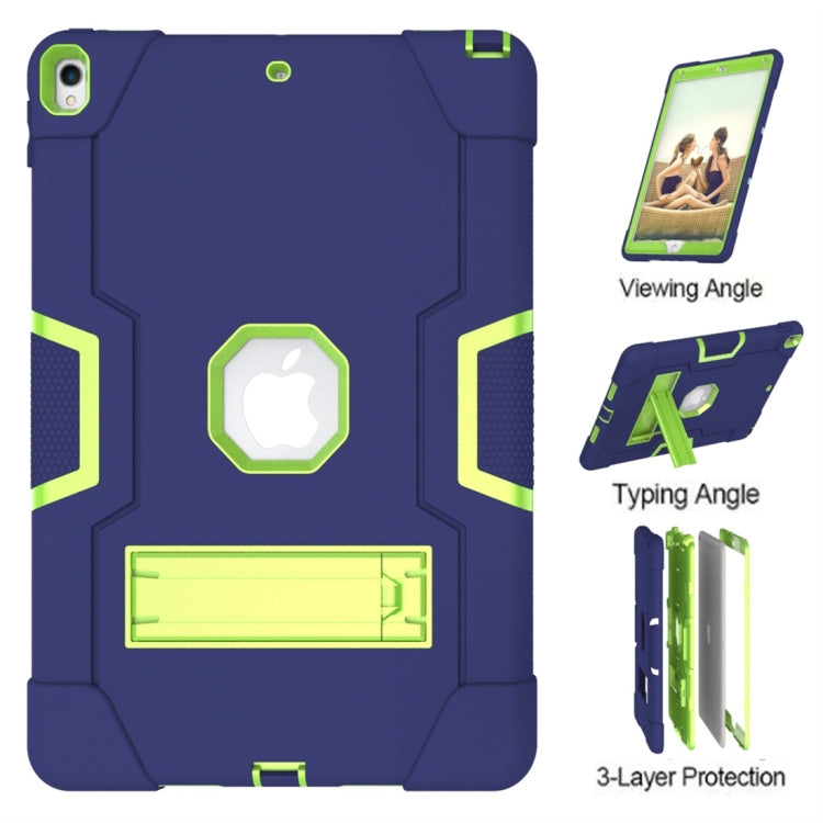 For iPad 10.5 Contrast Color Silicone + PC Combination Case with Holder(Navy Blue +Olivine) - iPad Air (2019) Cases by buy2fix | Online Shopping UK | buy2fix