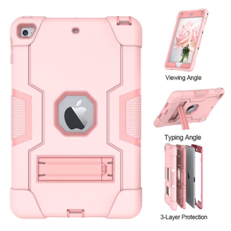 For iPad Mini 5 / 4 Contrast Color Silicone + PC Combination Case with Holder(Rose Gold) - iPad mini (2019) / mini 5 Cases by buy2fix | Online Shopping UK | buy2fix