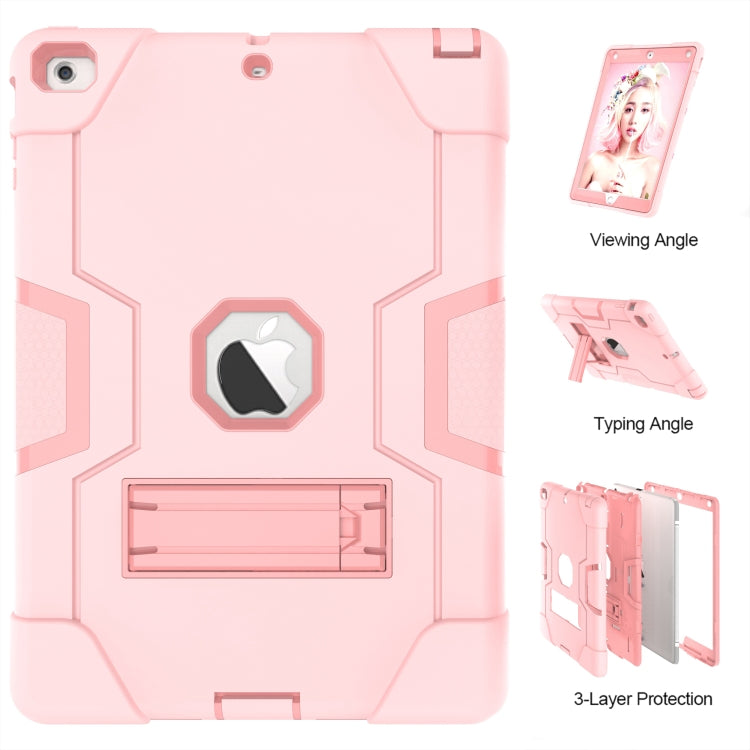 For iPad Air Contrast Color Silicone + PC Combination Case with Holder(Rose Gold) - iPad 9.7 (2018) & (2017) Cases by buy2fix | Online Shopping UK | buy2fix