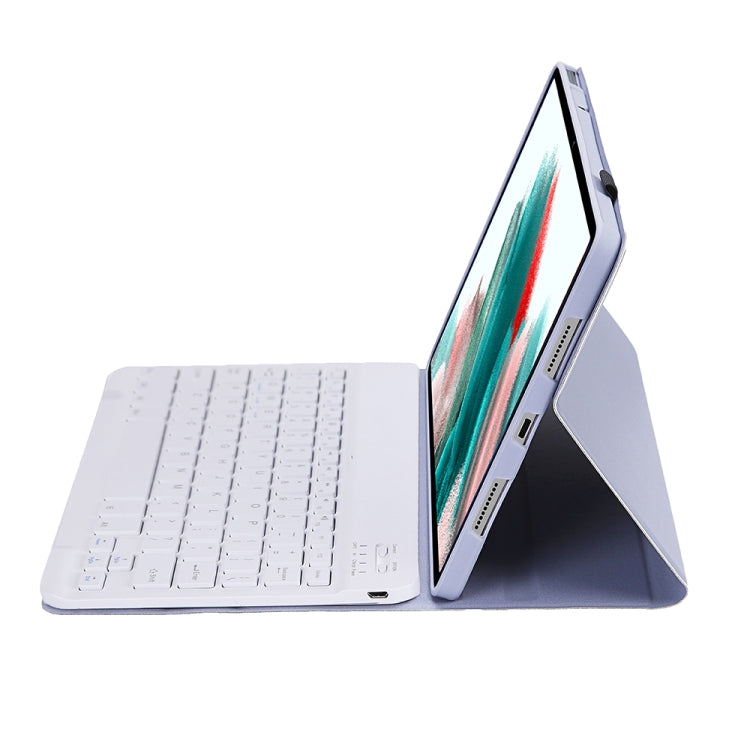 A08 Candy Color Ultra Thin Bluetooth Keyboard Leather Case For Samsung Galaxy Tab A8 10.5 2021 SM-X200 / SM-X205(Purple) by buy2fix