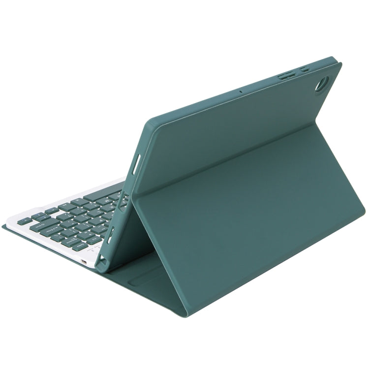 A08B Candy Color Bluetooth Keyboard Leather Case with Pen Slot For Samsung Galaxy Tab A8 10.5 2021 SM-X200 / SM-X205(Dark Green) by buy2fix