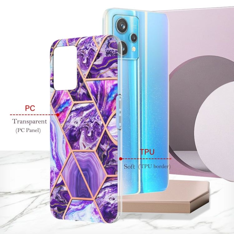 For OPPO Realme 9 Pro+ 5G Electroplating IMD Splicing Marble TPU Phone Case(Dark Purple) by buy2fix