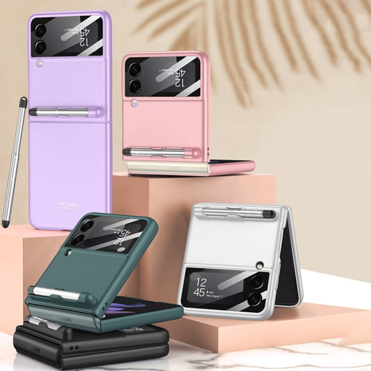 For Samsung Galaxy Z Flip3 5G GKK Integrated Ultra-thin Full Coverage Phone Flip Case with Pen(Silver) - Galaxy Phone Cases by GKK | Online Shopping UK | buy2fix