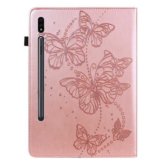 For Samsung Galaxy Tab S8 Embossed Butterfly Pattern Leather Tablet Case(Pink) by buy2fix