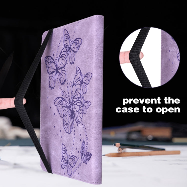 For Samsung Galaxy Tab S8 Embossed Butterfly Pattern Leather Tablet Case(Purple) by buy2fix