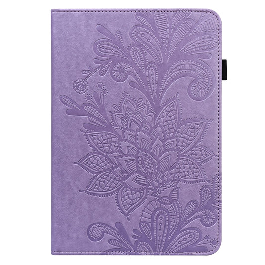 Lace Flower Embossing Pattern Leather Tablet Case For Samsung Galaxy Tab S8(Purple) by buy2fix
