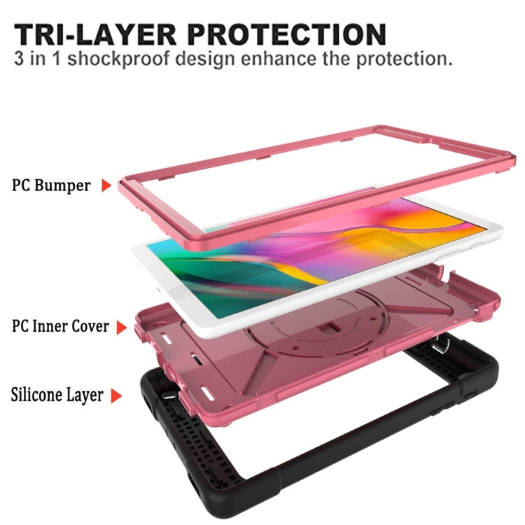 For Galaxy Tab A 10.1 (2019) T510 Contrast Color Silicone + PC Combination Case with Holder(Black + Rose Red) - Tab A 10.1 (2019) T510 / T515 by buy2fix | Online Shopping UK | buy2fix