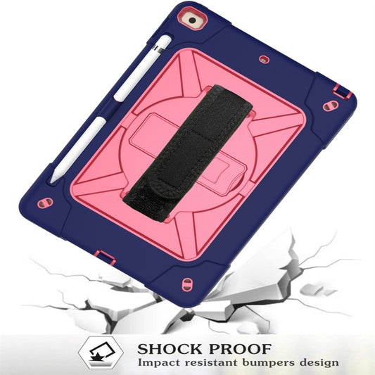 For iPad 10.2 Contrast Color Silicone + PC Combination Case with Holder(Navy Blue + Rose Red) - iPad 10.2 Cases by buy2fix | Online Shopping UK | buy2fix