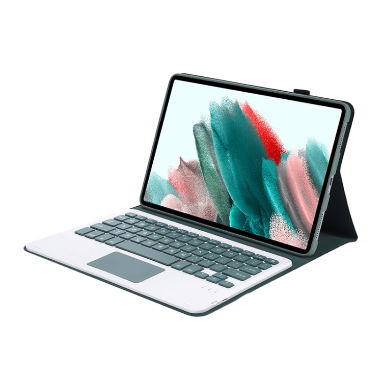 A08-A Candy Color Bluetooth Keyboard Leather Case with Touchpad For Samsung Galaxy Tab A8 2021 SM-X205 / SM-X200(Dark Green) by buy2fix