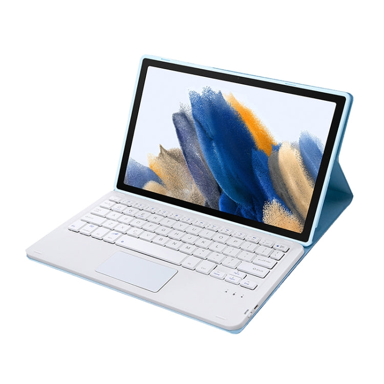 A08-A Candy Color Bluetooth Keyboard Leather Case with Touchpad For Samsung Galaxy Tab A8 2021 SM-X205 / SM-X200(Purple) by buy2fix