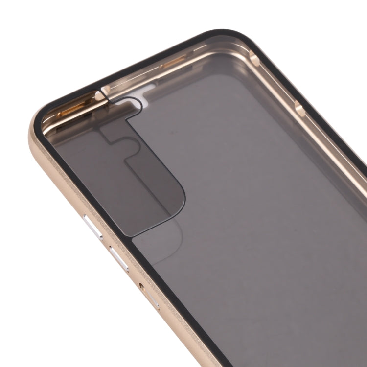 For Samsung Galaxy S22 5G Anti-peeping Magnetic Double-sided Tempered Glass Phone Case(Gold) by buy2fix