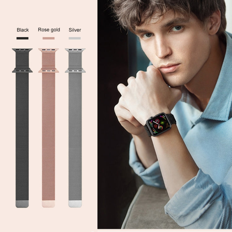 For Apple Watch Series 7 45mm / 6 & SE & 5 & 4 44mm / 3 & 2 & 1 42mm Mutural Milanese Stainless Steel Watch Band(Black) by Mutural