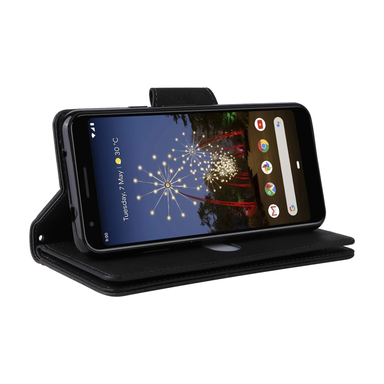 For Google Pixel 3A Rivet Buckle 9 Cards Three Fold Leather Phone Case(Black) by buy2fix