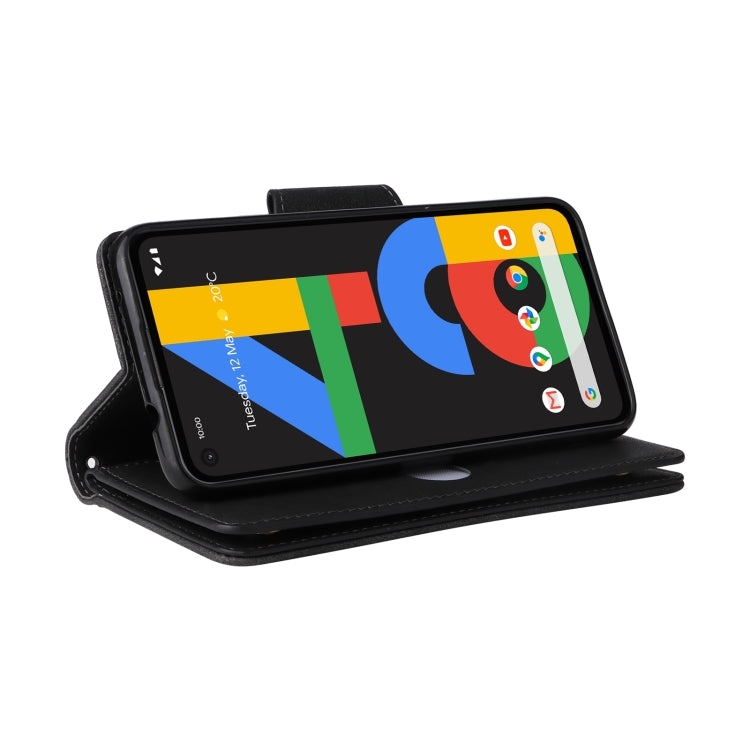 For Google Pixel 4A 4G Rivet Buckle 9 Cards Three Fold Leather Phone Case(Black) by buy2fix