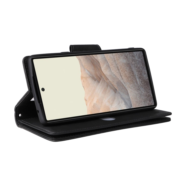 For Google Pixel 6 Rivet Buckle 9 Cards Three Fold Leather Phone Case(Black) by buy2fix