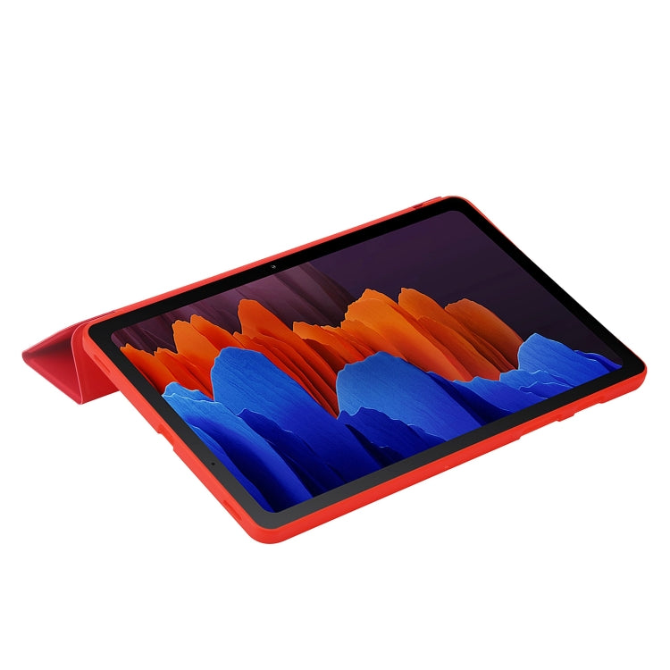 For Samsung Galaxy Tab S8 / S7 3-Fold Holder Silicone Leather Tablet Case(Red) by buy2fix