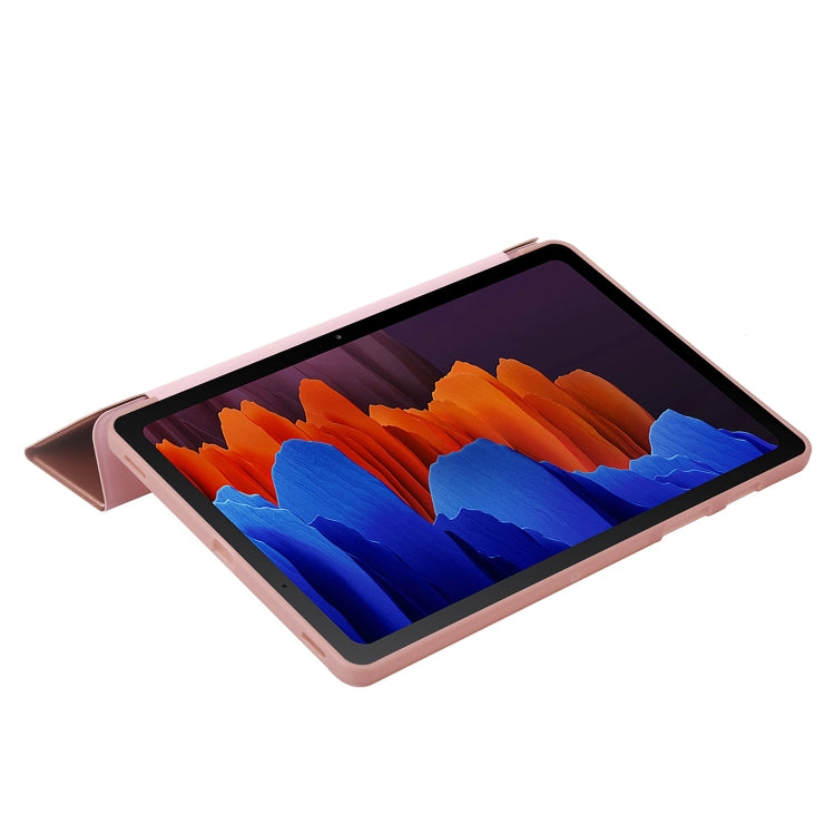 For Samsung Galaxy Tab S8+ / S7+ 3-Fold Holder Silicone Leather Tablet Case(Rose Gold) by buy2fix