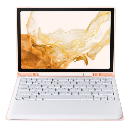 A800B Candy Color Detachable Bluetooth Keyboard Case with Pen Slot for Samsung Galaxy Tab S8+ / S7+ / S7 FE(Pink) by buy2fix