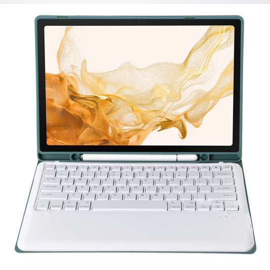 A800B Candy Color Detachable Bluetooth Keyboard Case with Pen Slot for Samsung Galaxy Tab S8+ / S7+ / S7 FE(Dark Green) by buy2fix