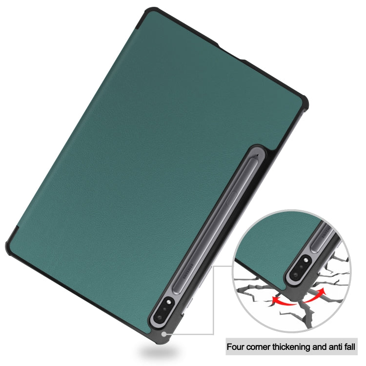 For Samsung Galaxy Tab S8 Three-folding Holder Custer Texture Leather Tablet Case(Green) by buy2fix