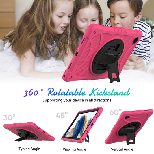 For Samsung Galaxy Tab A8 10.5 2021 Rotary Grab Silicone + PC Tablet Case(Rose Red) - Other Galaxy Tab PC by buy2fix | Online Shopping UK | buy2fix